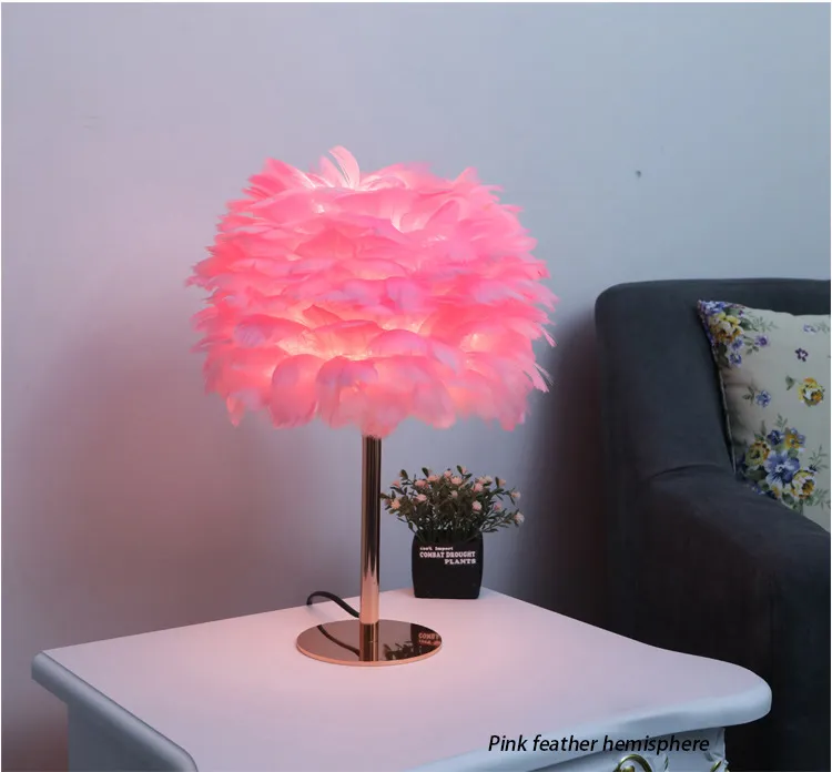 Elegant Rose Gold Feather Desk Lamp for Stylish Bedrooms