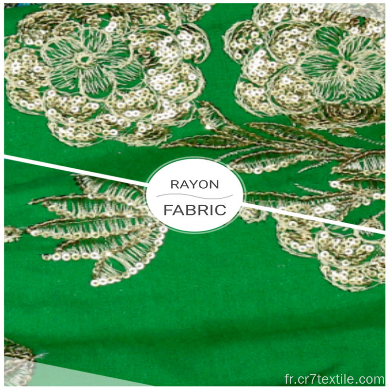 Textile à la maison Tissus de vêtements 100% rayonne brodés à paillettes