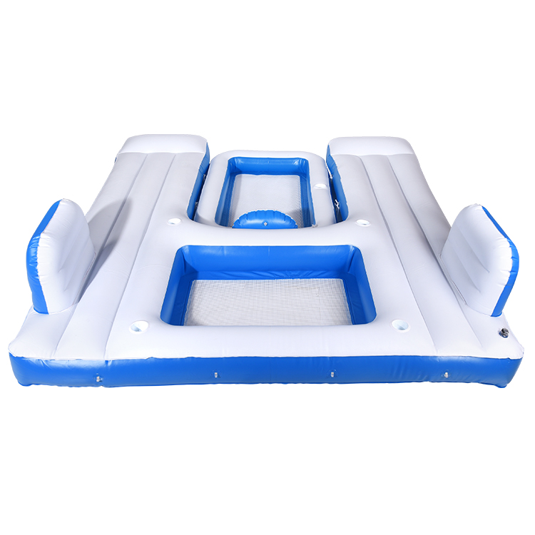 White Inflatable floating island 5 people floating island