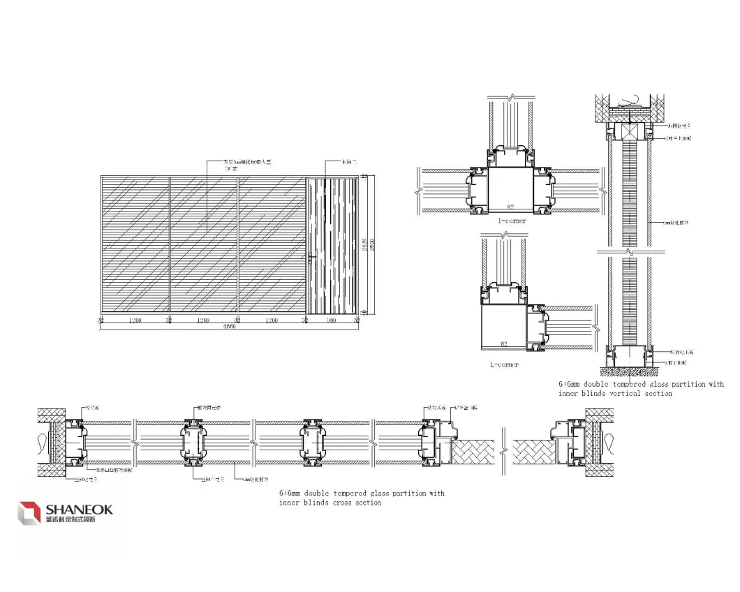 Shaneok New Design Factory Glass Wall Partition