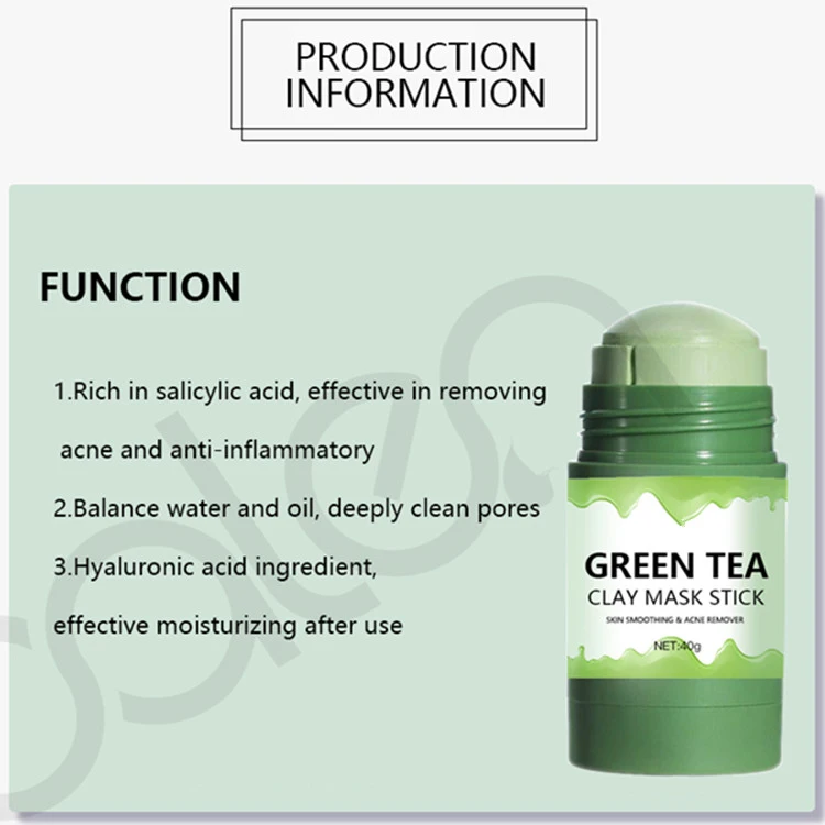 Salicylic Acid Clay Cream Deep Cleansing Moisturizing Hydrating Shrink Pores Oil Control Green Tea Face Mask Clay Stick