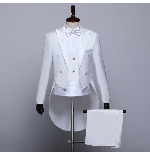 Superior quality gentlemen tuxedo suits men custom classic wedding white suits