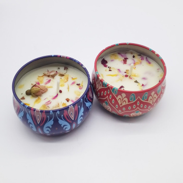 Natural Soy Wax Scented Flower candles in Tin