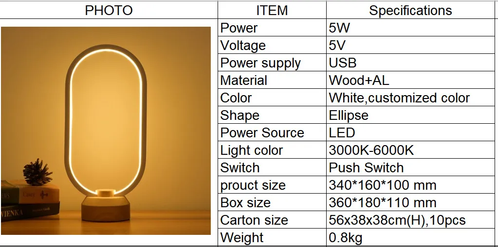 Best Birthday Present Wooden Night Light Modern Style Wood Bedside Table Lamp