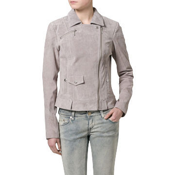 Pig split suede leather jacket for women