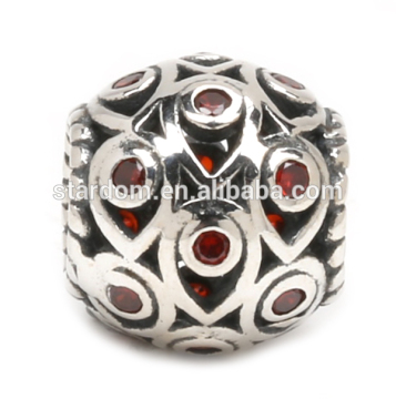 Sterling silver european beads with crystals