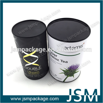 White cardboard cylinder tea bag packaging