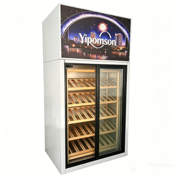 Commercial wine cooler with light box