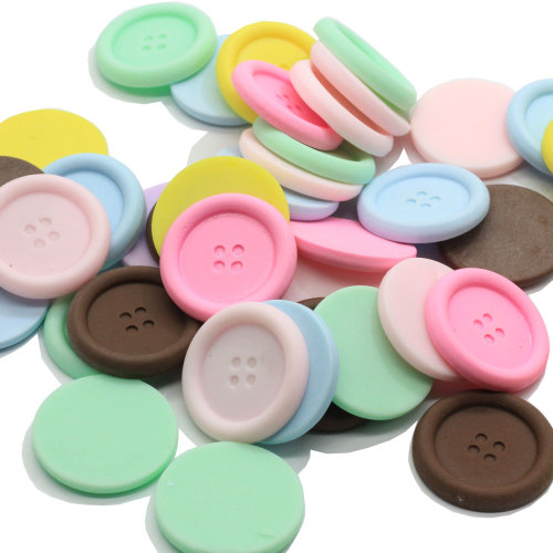 Nueva fábrica llega Color Pastel Resina Botón Flatback Cabochons 15MM 24MM Forma redonda 4pcs NO A través de los agujeros Botones Joyería DIY