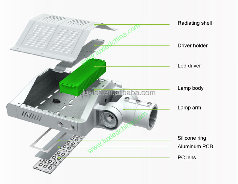 Die-casting ip65 water proof high lumen output CE & RoHs approved led street lamp 30W module led street light with rubber cable