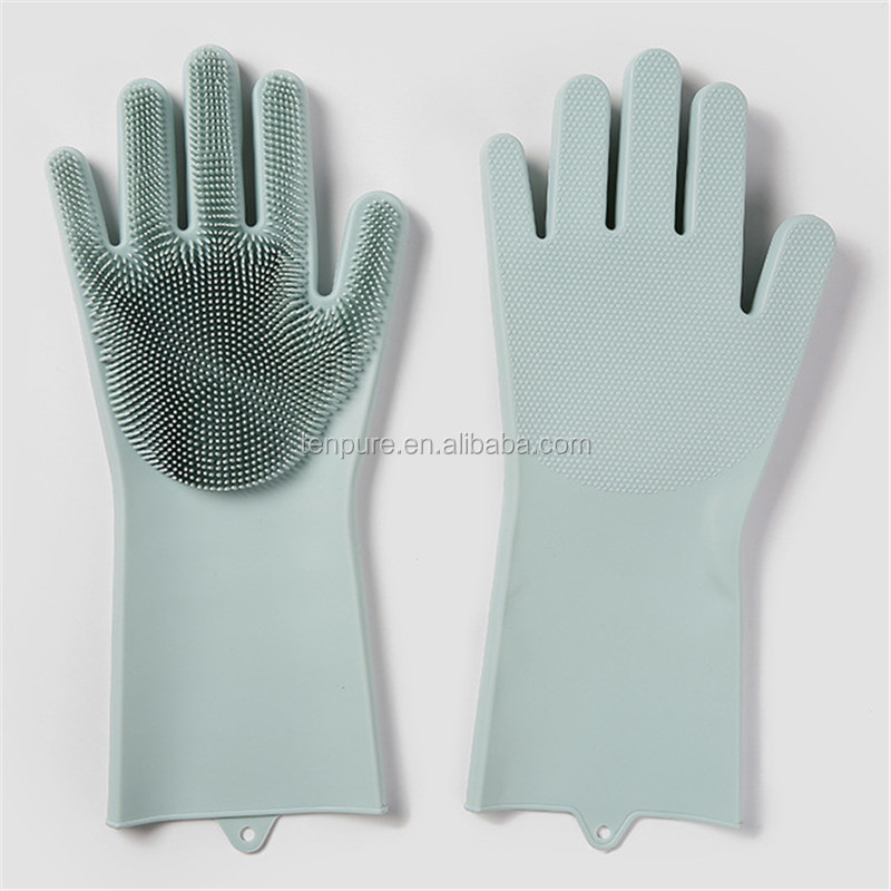 Food Grade Silicone Magic Glove Heat Resistant Silicone Glove Scrubber Kitchen Cleaning Washing Gloves Silicona