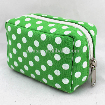 Polka dot print canvas essential oils pouch for 10 & 5ml x 6 vails