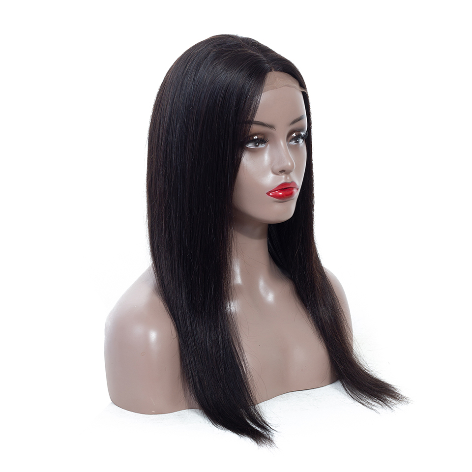 New arrival virgin brazilian hair weave straight 4*4 lace closure human hair already made lace wig 100% human hair bundles wig