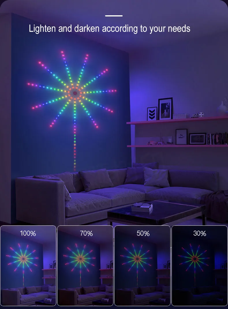 Colorful Symphony LED Fireworks Strip Light for Home Decor