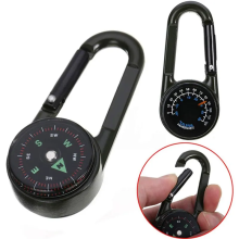 Multifunctional Smart Hiking Metal Compass Carabiner with Thermometer Keychain