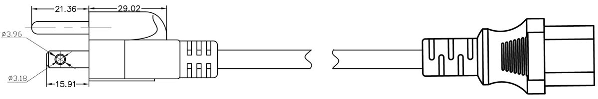 High Quality American Standard 3 Pin to IEC C13 Extension AC Power cord