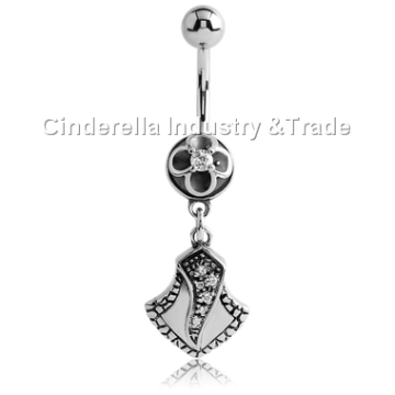 Surgical Steel Kool Katana Belly Rings Dangling-Shield