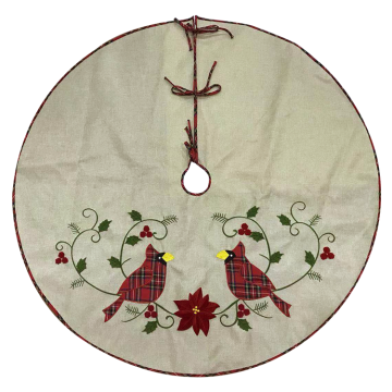 Christmas Tree skirt cuckoo hessian embroidery