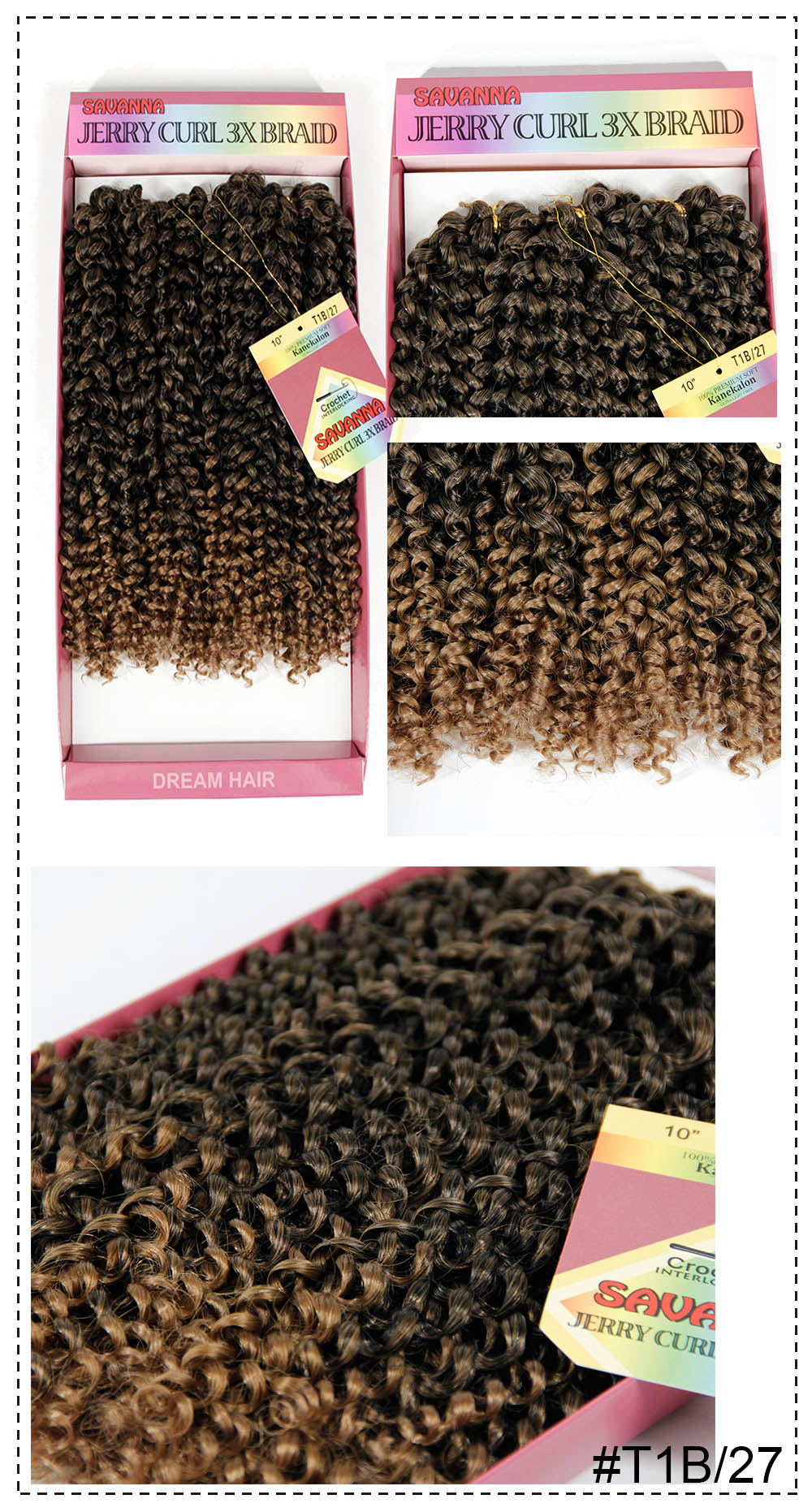 Synthetic Crochet Hair Jerry curly Hair Kinky Twist Braiding hair with Ombre Crochet Braid