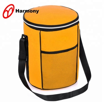 Durable yellow 600D beer insulated round cooler bag