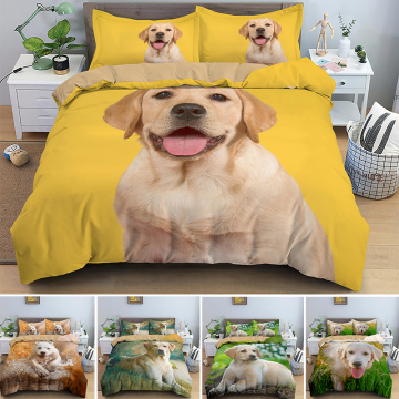 Animal Duvet Cover Sets Lovely Pet Labrador Dog Bedding Set For Kids Adult Single Double Bedclothes Quilt Comforter Covers