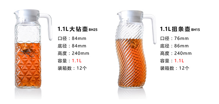 Lead-free glass cold water bottle open in cold white transparent zap for home use with cover