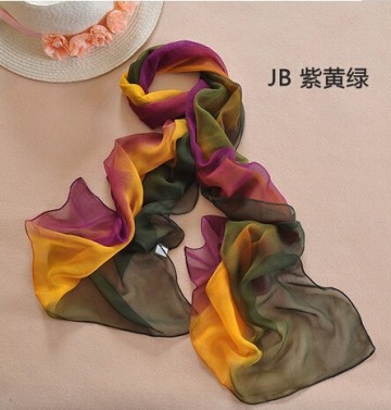 2354jb7 gradual change color soft light thin polyester chiffon scarf