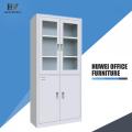 Two section metal glass door storage cabinet