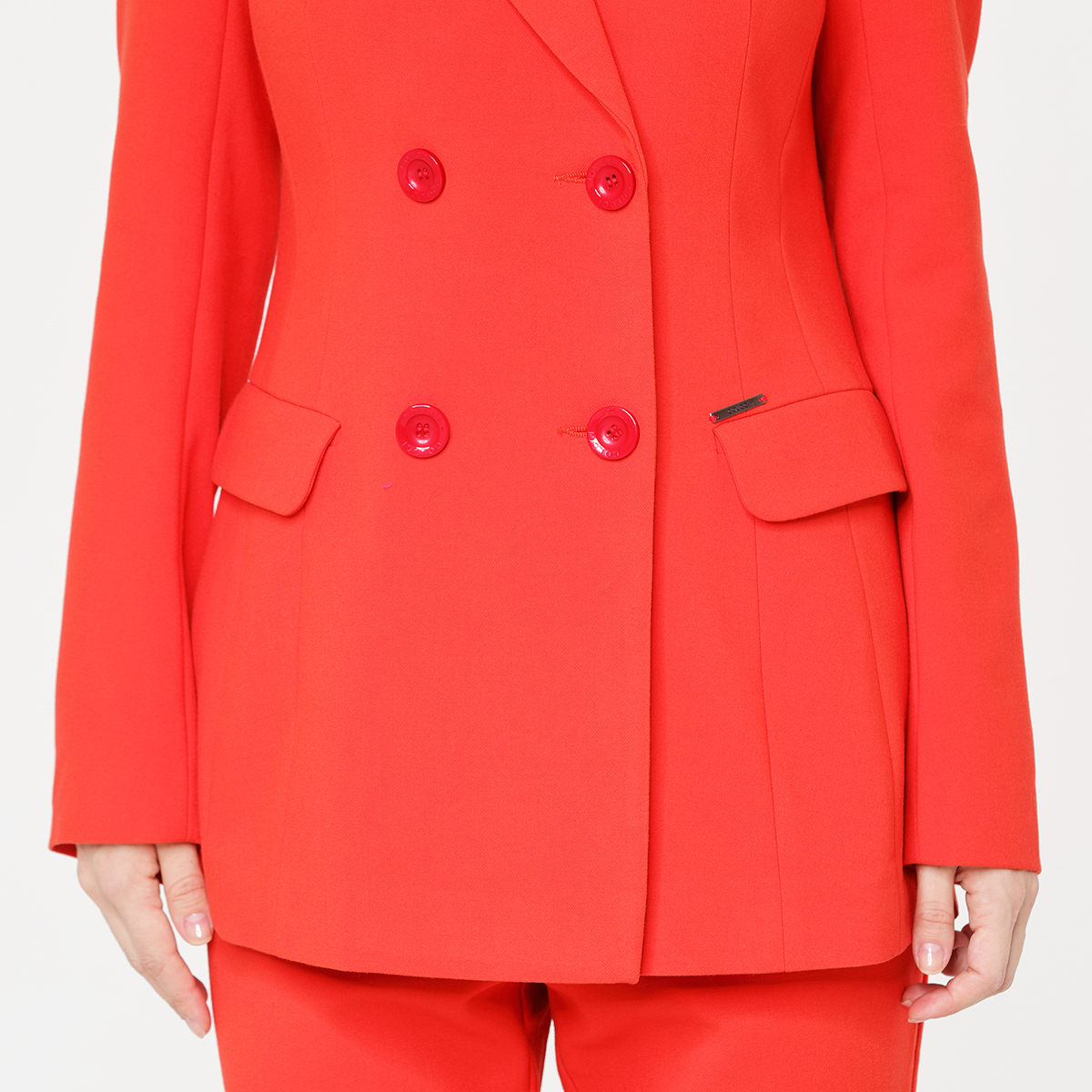 Red Women's suit blazer double line buttons