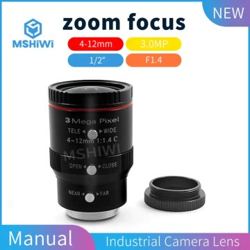 3MP 4-12mm Varifocal Industrial Lens F1.4 1/2" Manual Iris CCTV Lenses
