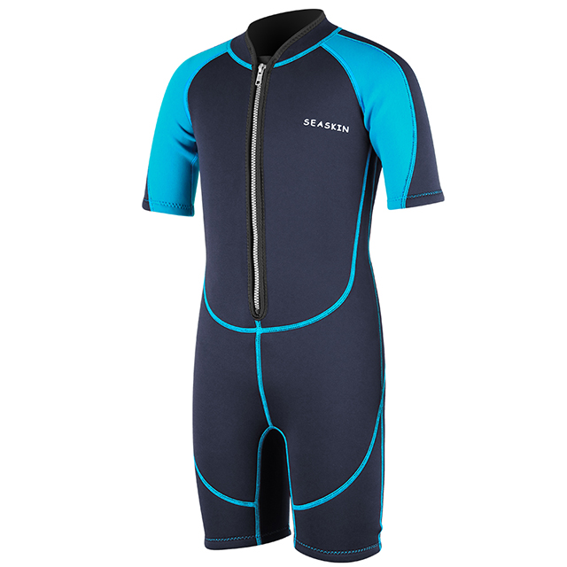 Seackin Boys Bacis Front Zip Neoprene Shorty Wetsuit