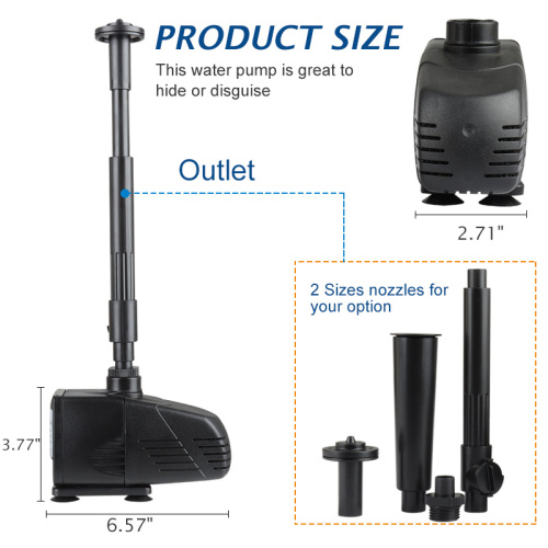 Heto 343GPH Submersible Pump(1300L/H, 24W),Quiet Water Pump with 5.9ft High Lift, Fountain Pump with 6.4ft Power Cord