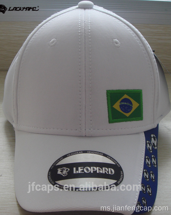 topi besbol sukan applique putih