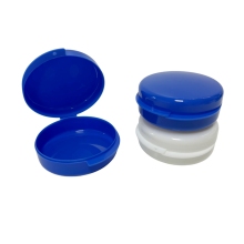 Durable, Impact-resistant Dental Storage Case, Round Blue Retainer Case