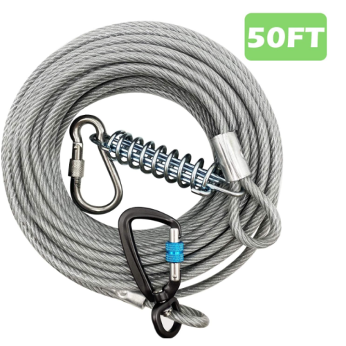 Cable de corbata extra sólido de perros con primavera