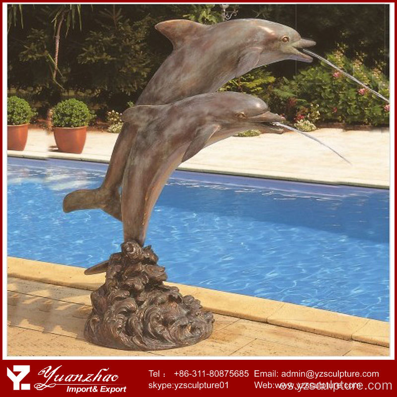 Decoración de jardín Bronce Dolphins Water Fountain