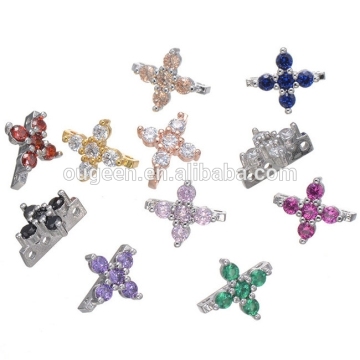 Multi-colors small cross crystal pave connector jewelry accessories zircon micro pave connector