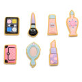 Hot Popular &amp; Kawaii Make Up Set Flatback Resina Cabujones Nail Polisa Espejo Lápiz labial Maquillaje Slime Charms Adornos