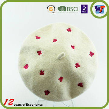 Cheap french custom embroidered beret 100 wool berets