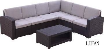 luxury Rattan couch conversation corner sofa with cushion
