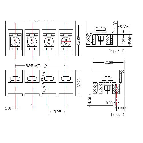 AT836-8.25XXX-VR Barrier Terminal Block Pitch AT836-8.25XXX-VR Barrier Terminal Block Pitch