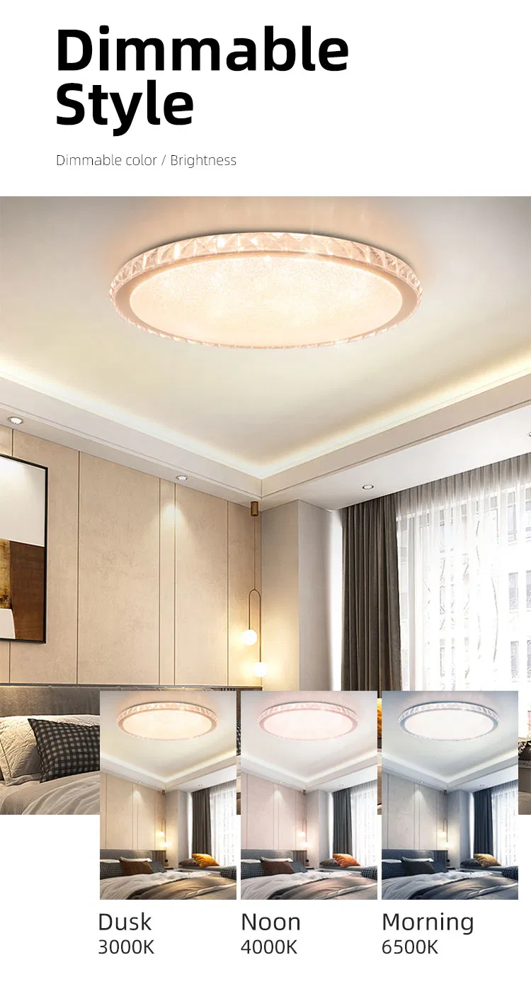 Modern Intelligent, LED Round, Crystal Style, Ultra-Thin Ceiling Light
