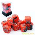 Bescon Two Tone Glowing Dice D6 16mm 12 pcs Set HOT ROCKS, 16mm Enam Sisi Die (12) Blok Glowing Dice