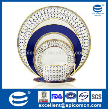 indigo blue Gold 5 Piece Place Setting 20pcs new bone china table golden rim dinnerware