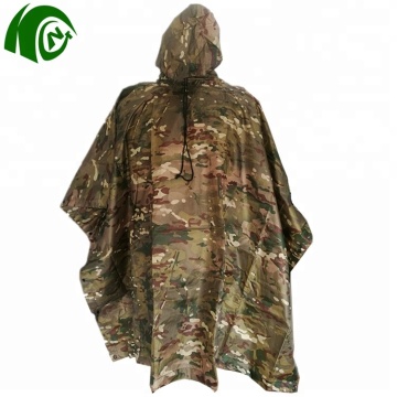 Waterproof Ripstop Hooded Poncho Tent Camo Rain Coat