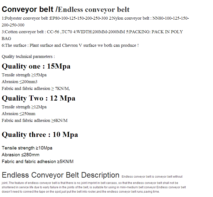 EP Conveyor Belt with Directional Roller Conveyor mining conveyor belt