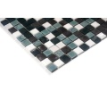 Glass mosaic with adhesive