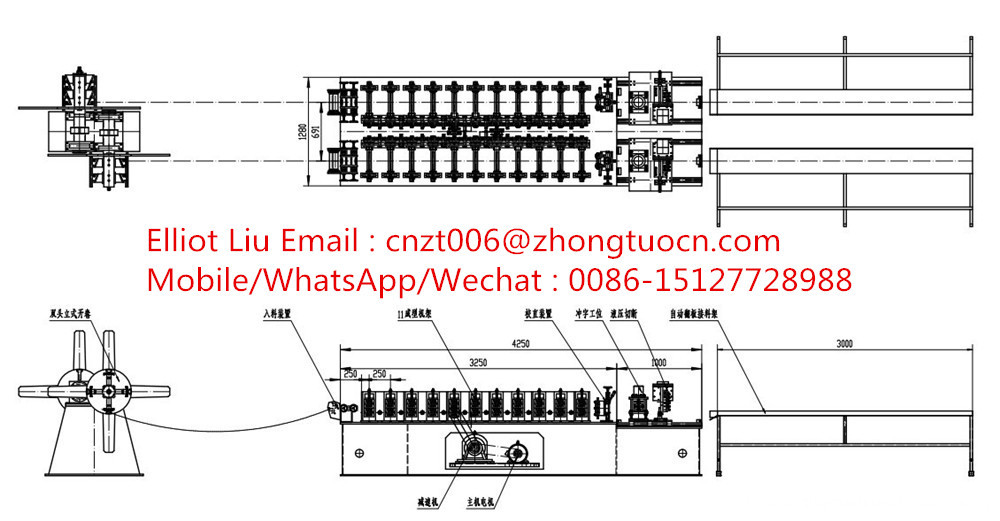 Adjustable roll forming machne to make studs