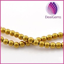 gold plated 4mm round hematite beads