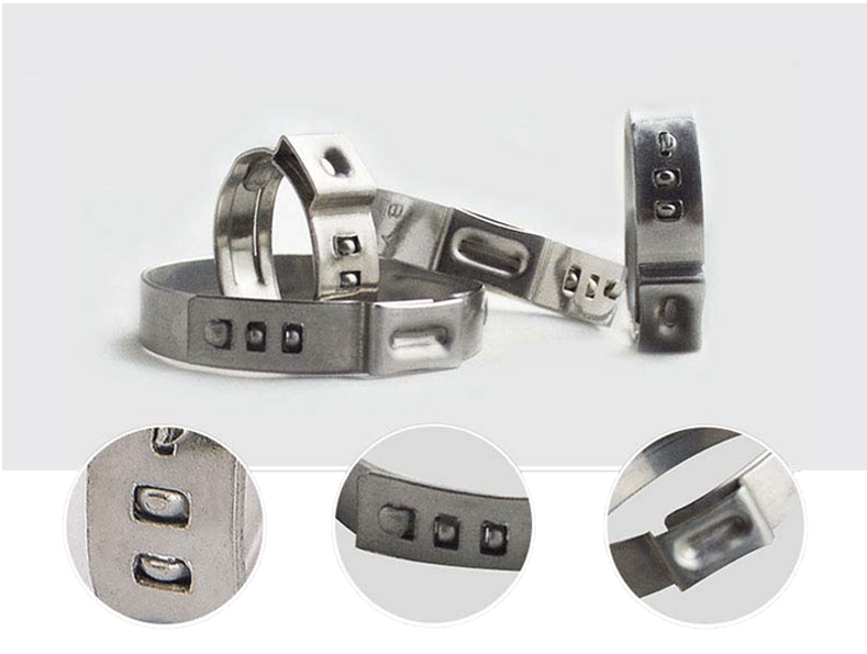 SS304 Stainless Steel Single Ear Stepless Hose Clamp For Pipe Clamps